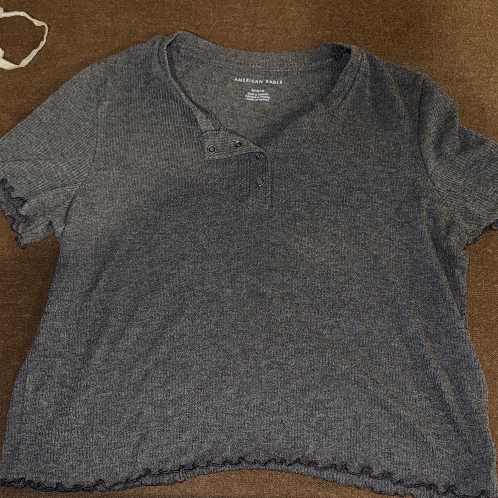 American Eagle Outfitters Charcoal Short Sleeve Top